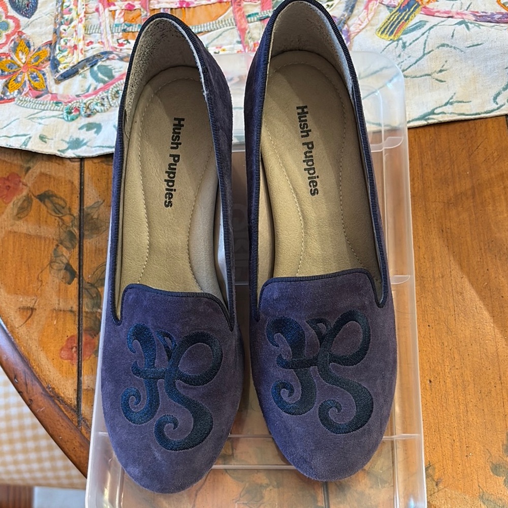 Hush Puppies Women's Blue Suede Loafers